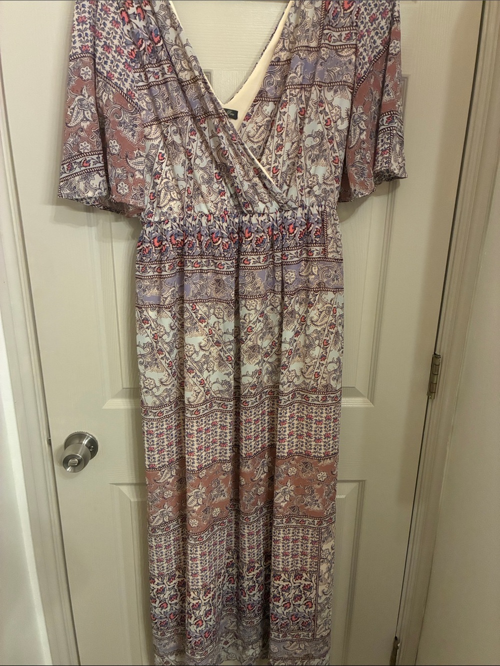 Lily‎ Rose Mauve, Cream & Lavender Boho Wrap Maxi Dress